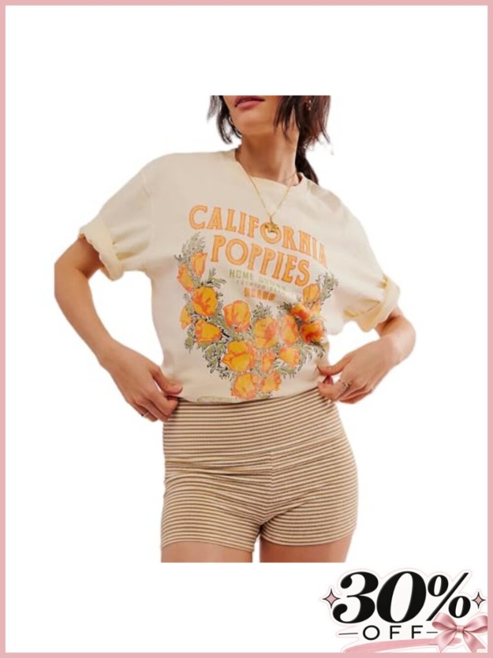 Oversized Vintage Floral Graphic Tee Women Y2K Summer
